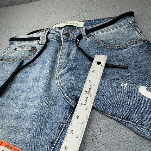 Off-White Jeans Men 33x31 Incompiuto Golden Ratio Graphic Italy Slim Straight - Picture 6 of 16